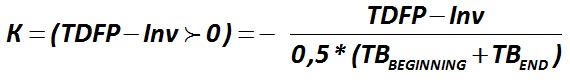 The indicator K is calculated by the formula  [Alexander Shemetev]
