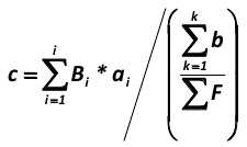 The third step is to calculate the coefficient (c), which shows the average dependence per a single average score factor for a company in the market from price changes (P). It is calculated as follows for the i-th company in the market segment (by the formula, developed by the author of this paper): [Alexander Shemetev]