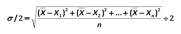 The average deviation from the mean value  is an half of the standard  deviation:  [Alexander Shemetev]