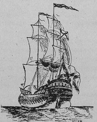 Корабль Рождество Христово на акварели 1792 года